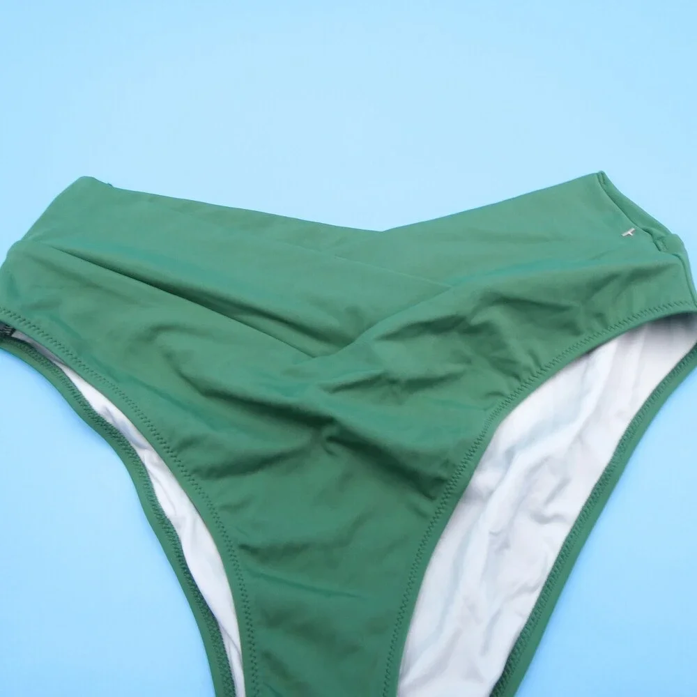 Victorias Secret XL Green Ruffle Hi-Waisted Brazilian Hipster Bikini Bottom Swim